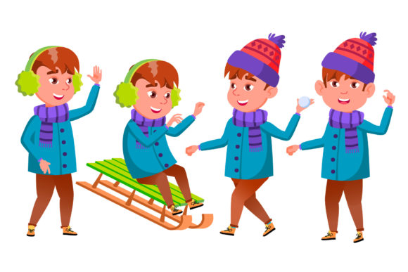 Download Boy Set Vector. Happy Childhood. Winter - Happy childhood Collection