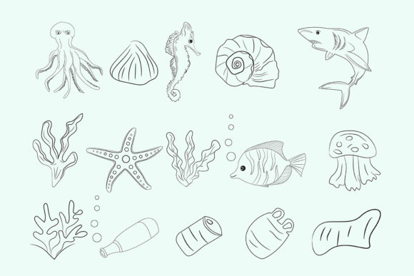 Download Sea Animal Doodles, Underwater Vectors - Vectors Collection
