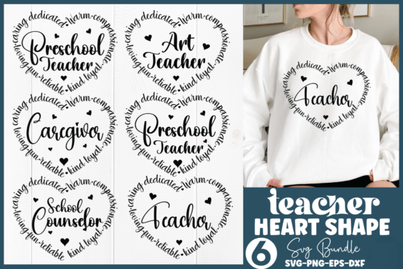 Download Teacher Heart Shape SVG Bundle - Heart shape Collection