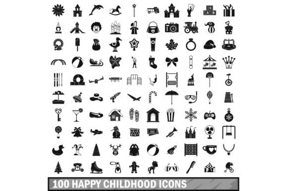 Download 100 Happy Childhood Icons Set - Happy childhood Collection