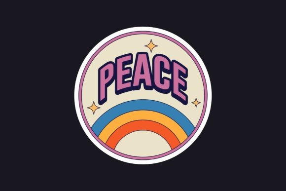Download Retro Stickers with the Word Peace - Retro stickers Collection