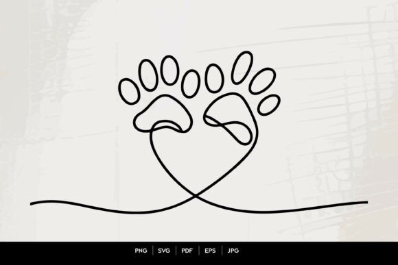 Download Continuous Line Paw Prints Heart Shape - Heart shape Collection